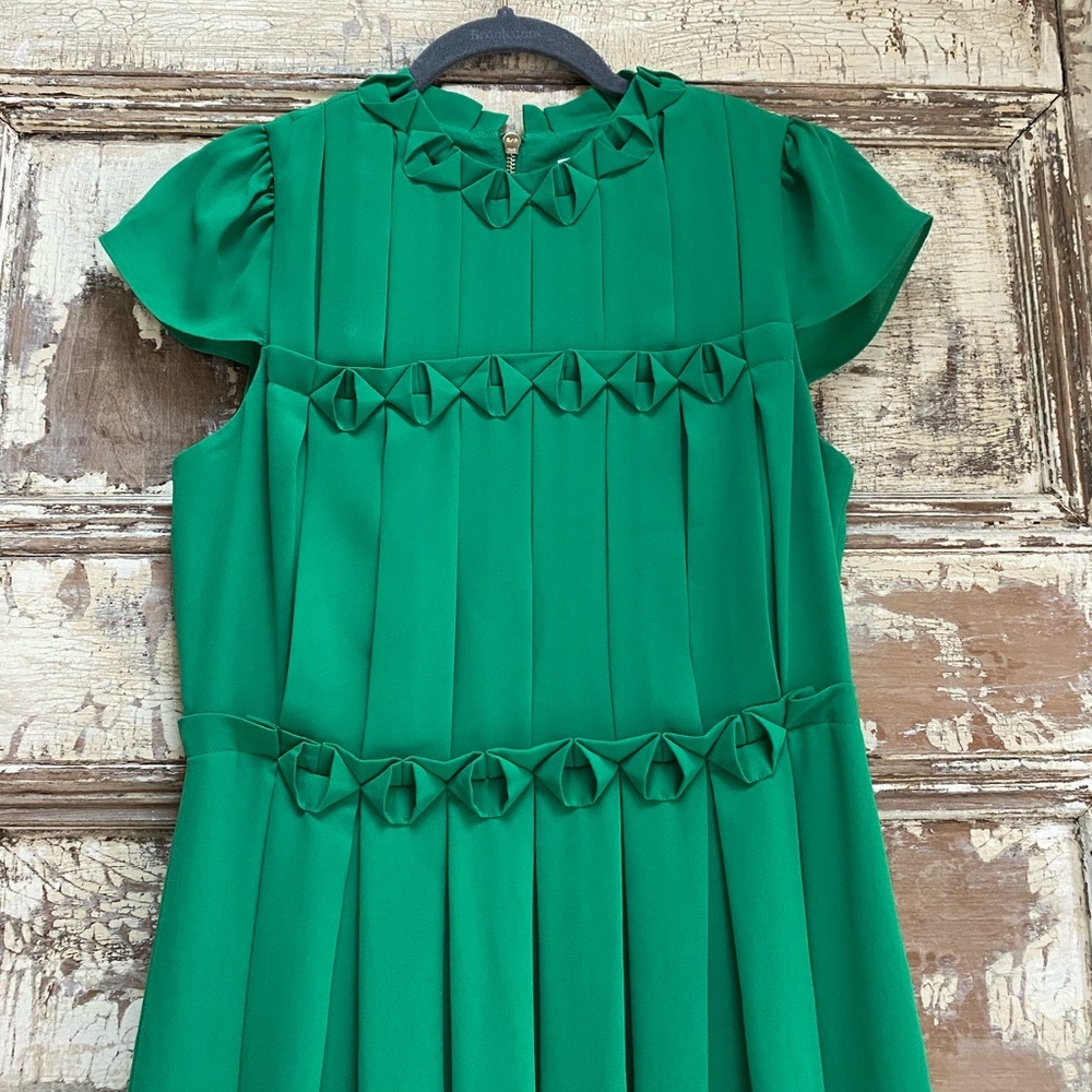 Ted Baker London Emerald Green Pleated Maxi Dress, Size 2 - Picture 3 of 14
